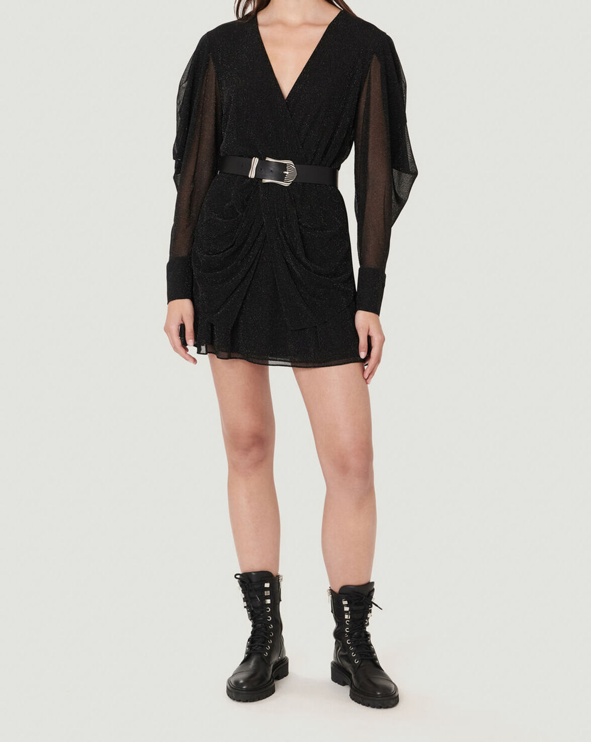 BREJA METALLIC KNIT DRAPED DRESS image number null